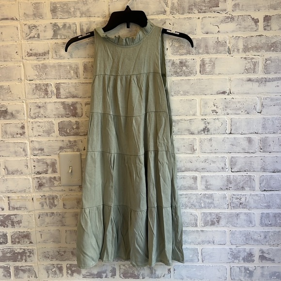 Bundle of 2 Women’s High Neck Mini Tiered Spring Dresses Green Yellow Size Small - Picture 2 of 10